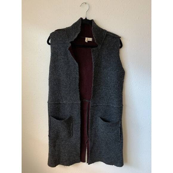 Anthropologie Moth Wool Blend Open Front Gray Sleeveless Cardigan Womens Sz XS/S - Picture 1 of 3